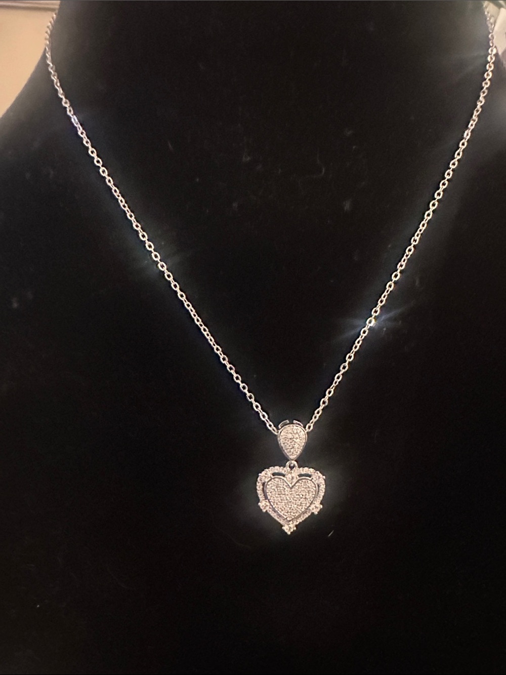 LSJ CZ Heart Pendant 16-18in Necklace